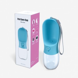 Хранителна степен пластмаса теч Proof Portable Puppy Water Dispenser Botty Water Bottle с хранилка за пиене за домашни любимци на открито ходене по туризъм пътуване